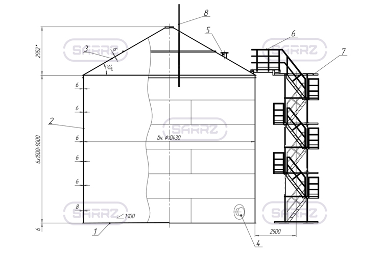 Vertical tank sketch