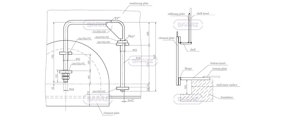 Drawing of bottom cleanout box 600x900