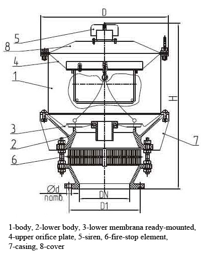 Impermeable breathing valve drawing