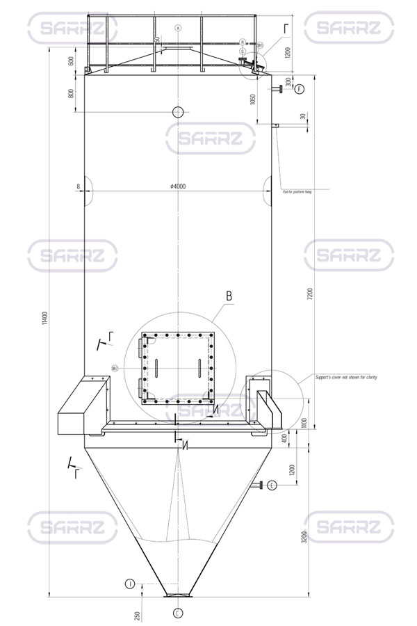 Scheme of Steel silo with a capacity of 115 м<sup>3</sup>