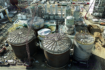Tank farm construction for pulp and paper mill